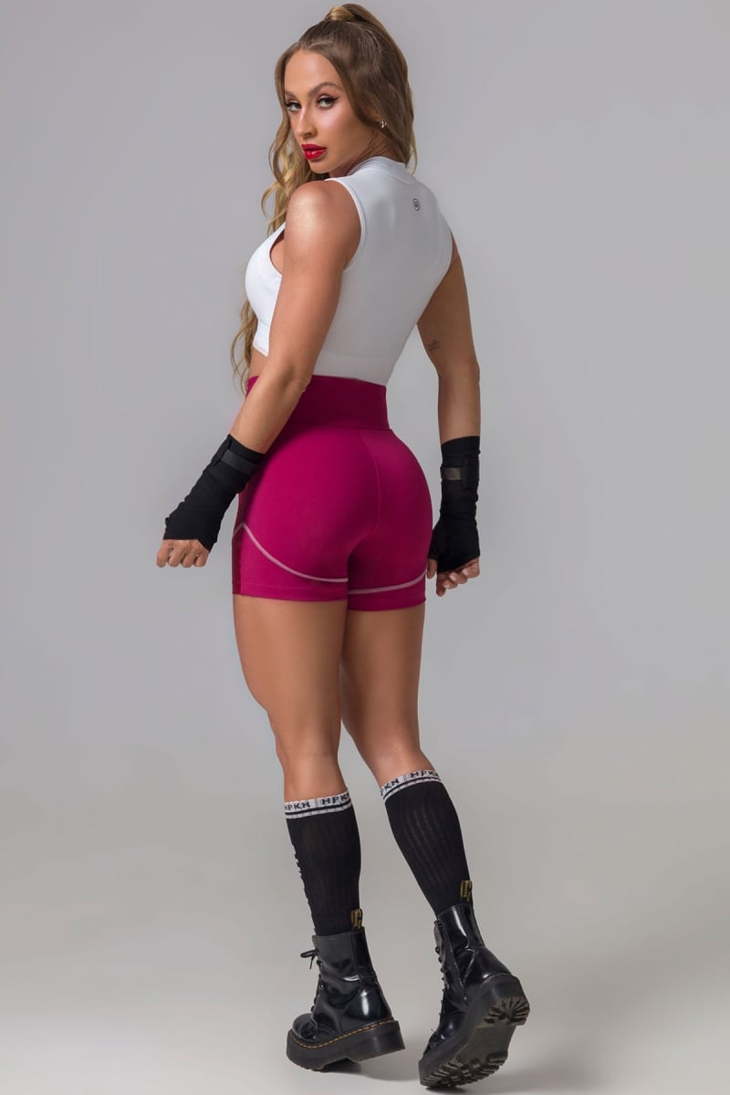 Hipkini - Fight Fitness Marsala Shorts with Silk - 3338725 Hipkini - Fight Fitness Marsala Shorts with Silk - 3338725