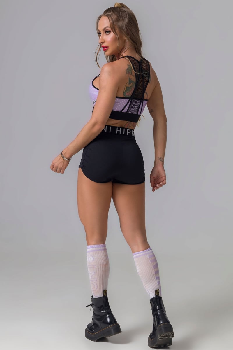 Hipkini - Lilac Printed Fight Fitness Shorts - 3338744 Hipkini - Lilac Printed Fight Fitness Shorts - 3338744
