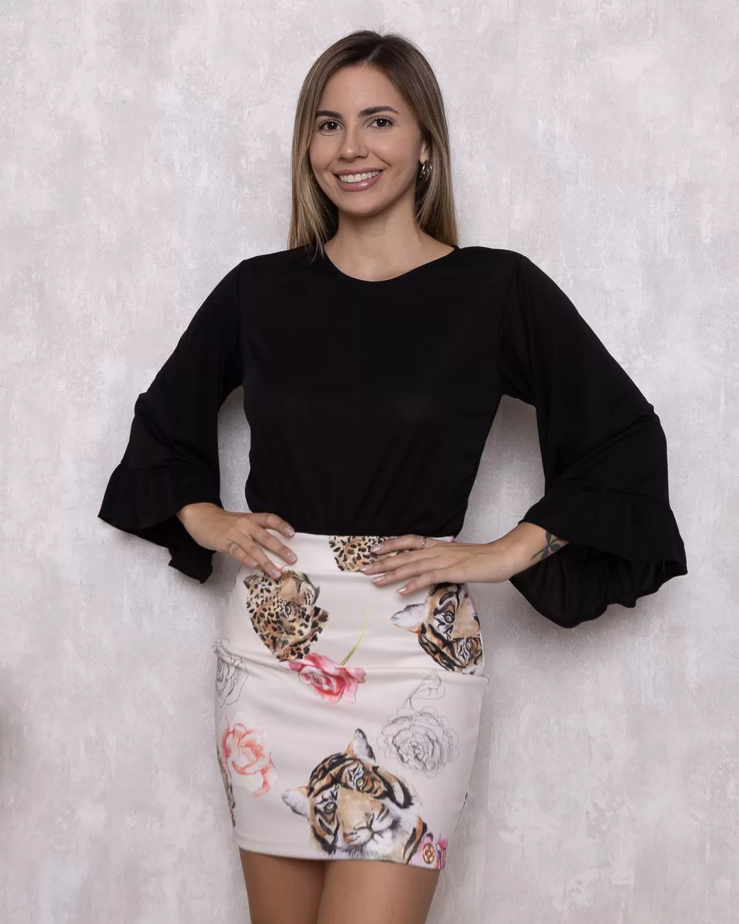Miss Misses - Misses Dress with Long Sleeve Printed Band 30053 - 10012405 Miss Misses - Misses Dress with Long Sleeve Printed Band 30053 - 10012405