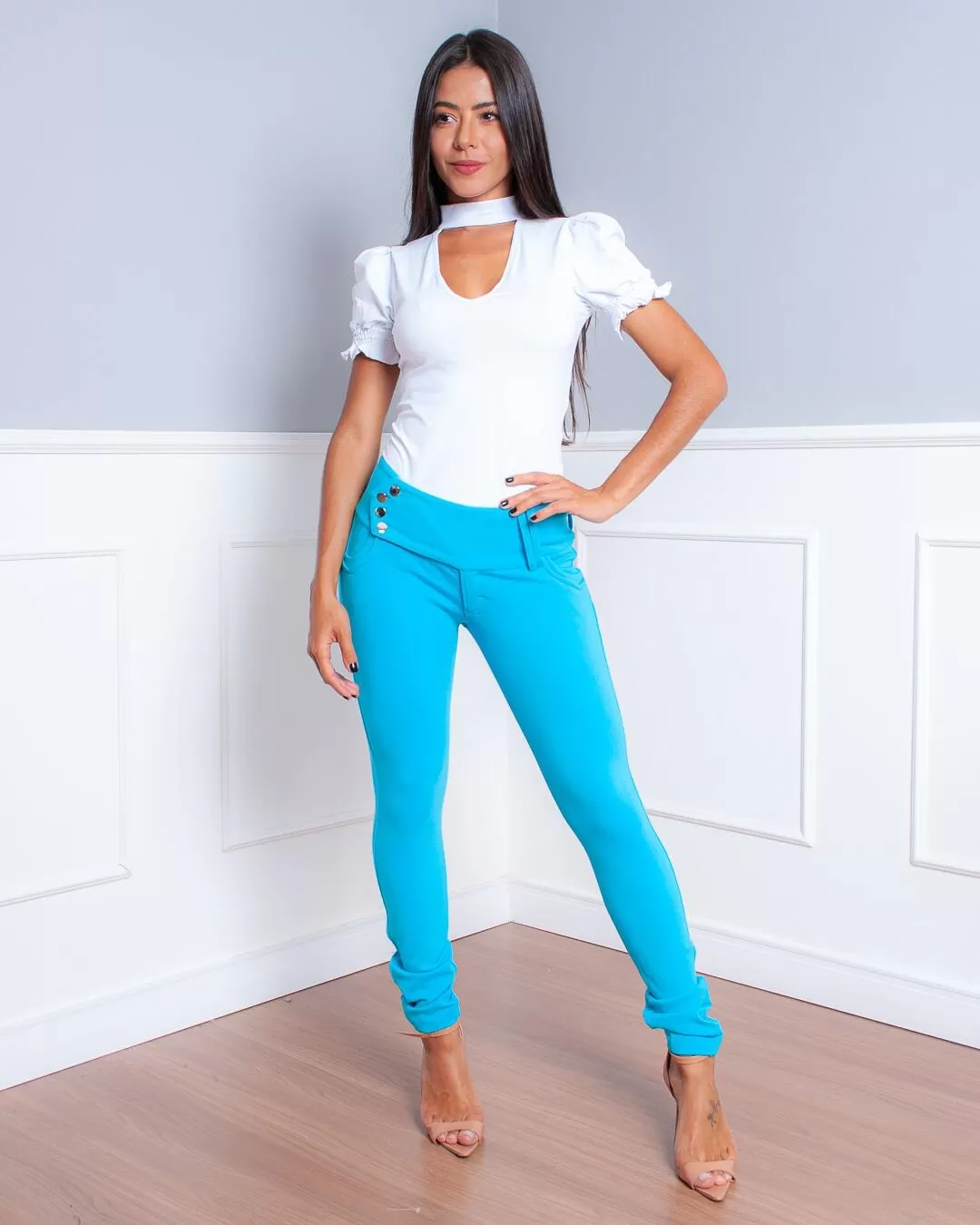 Miss Misses - Pants Miss Misses wide waistband Light Blue - 10010851 Miss Misses - Pants Miss Misses wide waistband Light Blue - 10010851