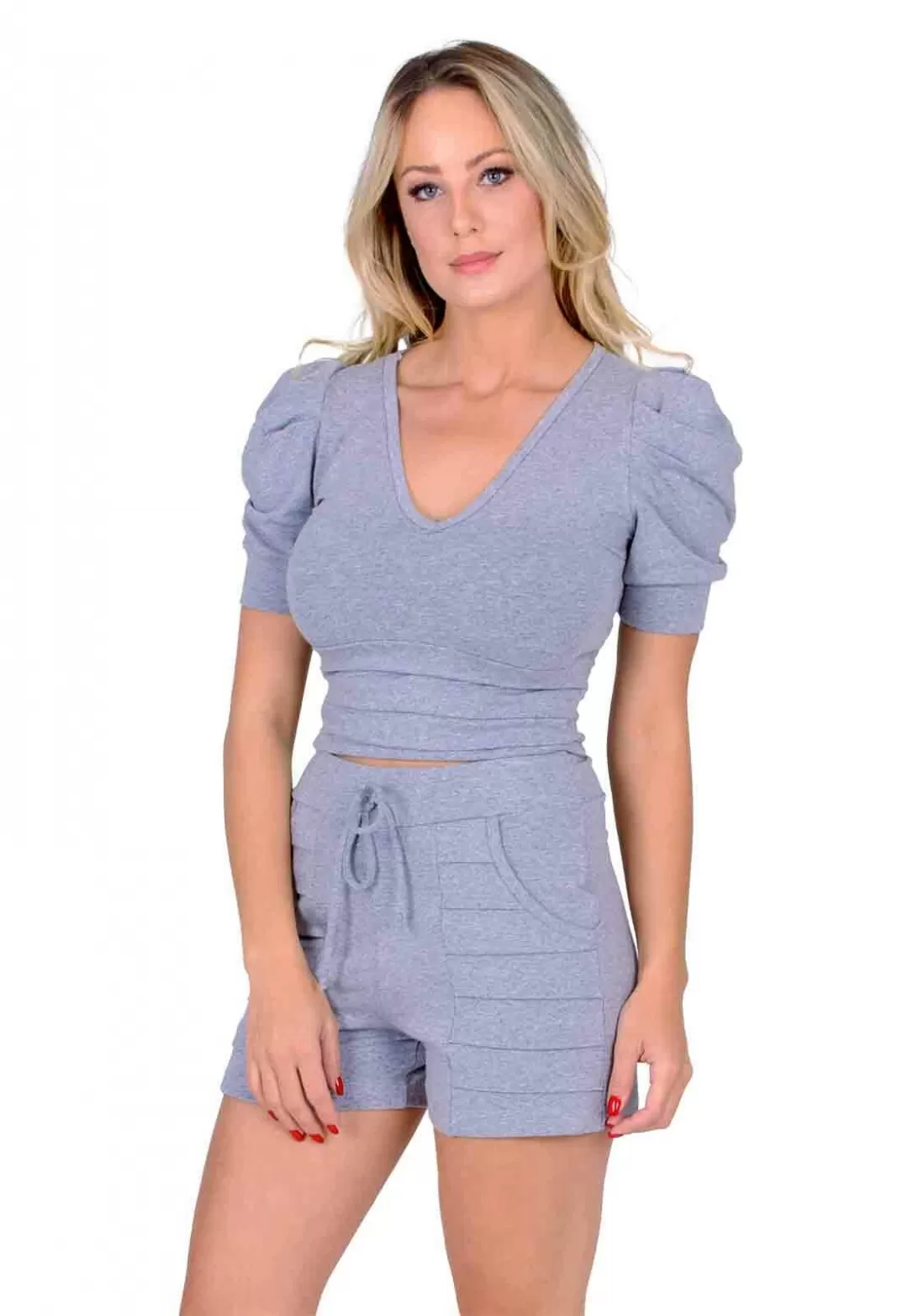 Miss Misses - Fitness Set Top and Pants Miss Misses Gray Pleated Sweatshirt - 90174047 Miss Misses - Fitness Set Top and Pants Miss Misses Gray Pleated Sweatshirt - 90174047
