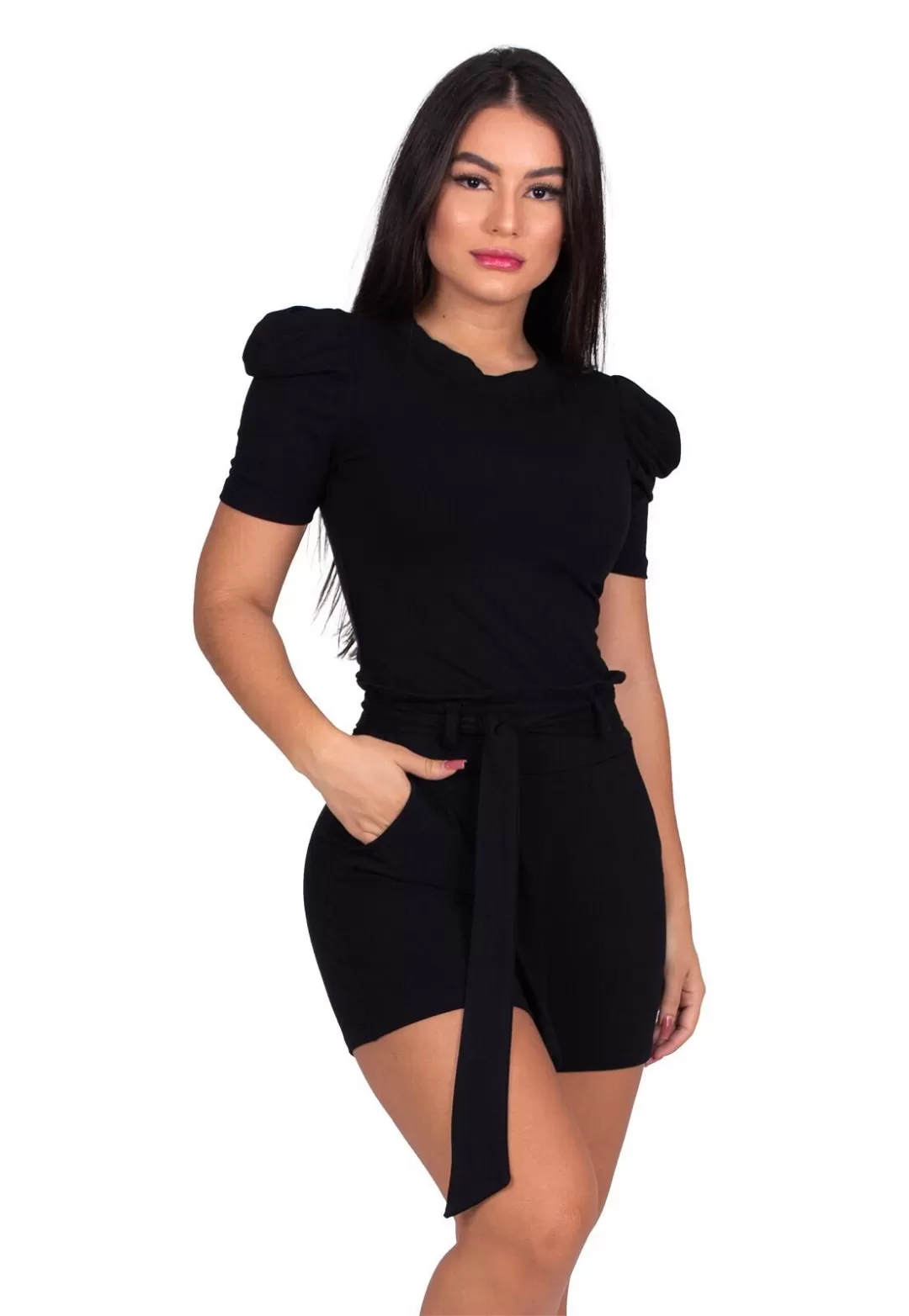 Miss Misses - Conjunto Miss Misses Moletinho com Mangas Princesa Preto - 80251001