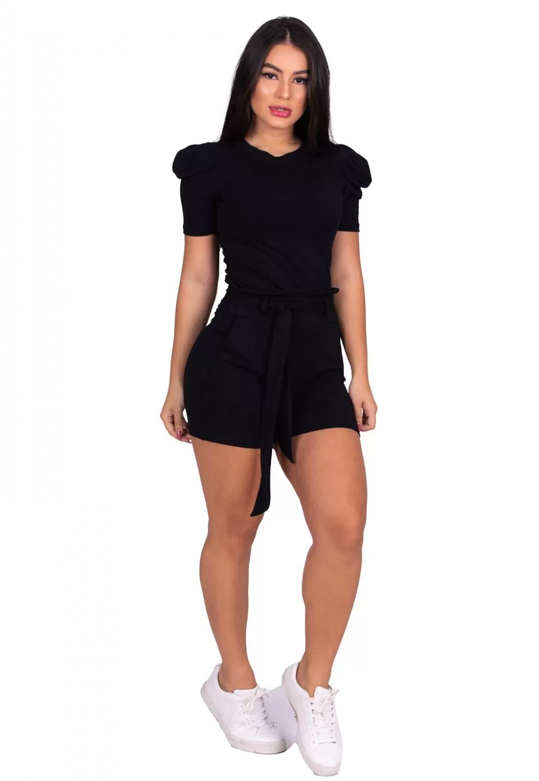 Miss Misses - Conjunto Miss Misses Moletinho com Mangas Princesa Preto - 80251001