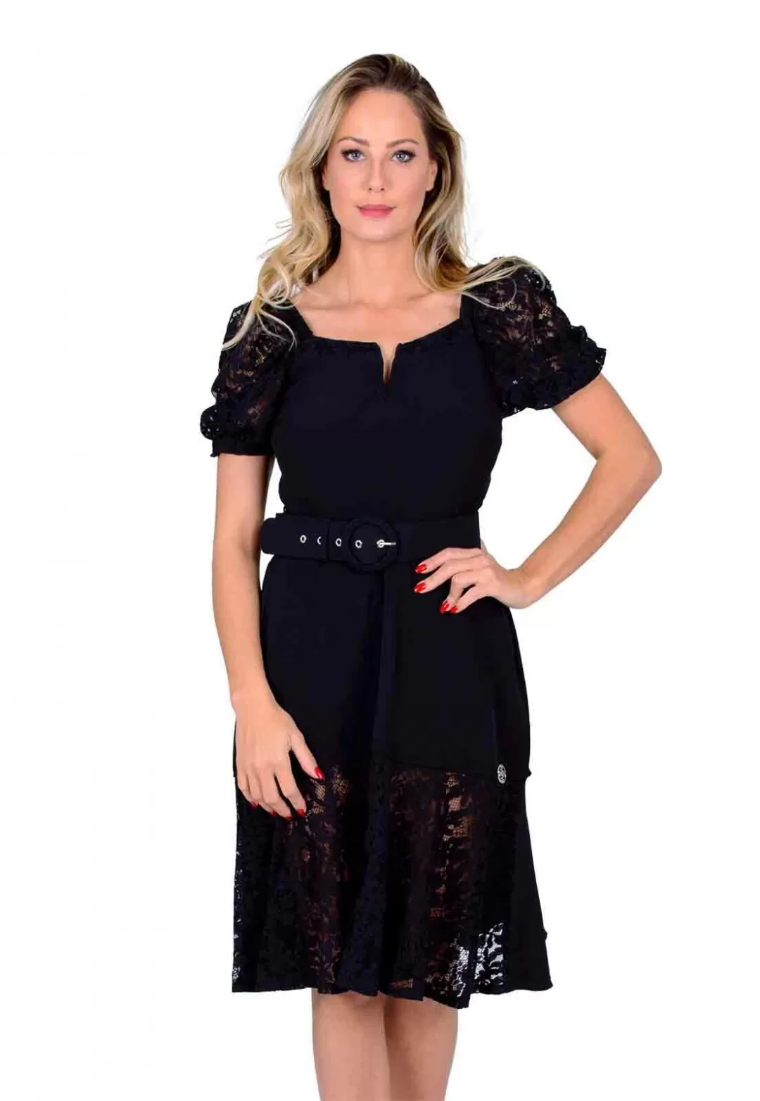 Miss Misses - Misses dress dress black peplum lace - 1000905