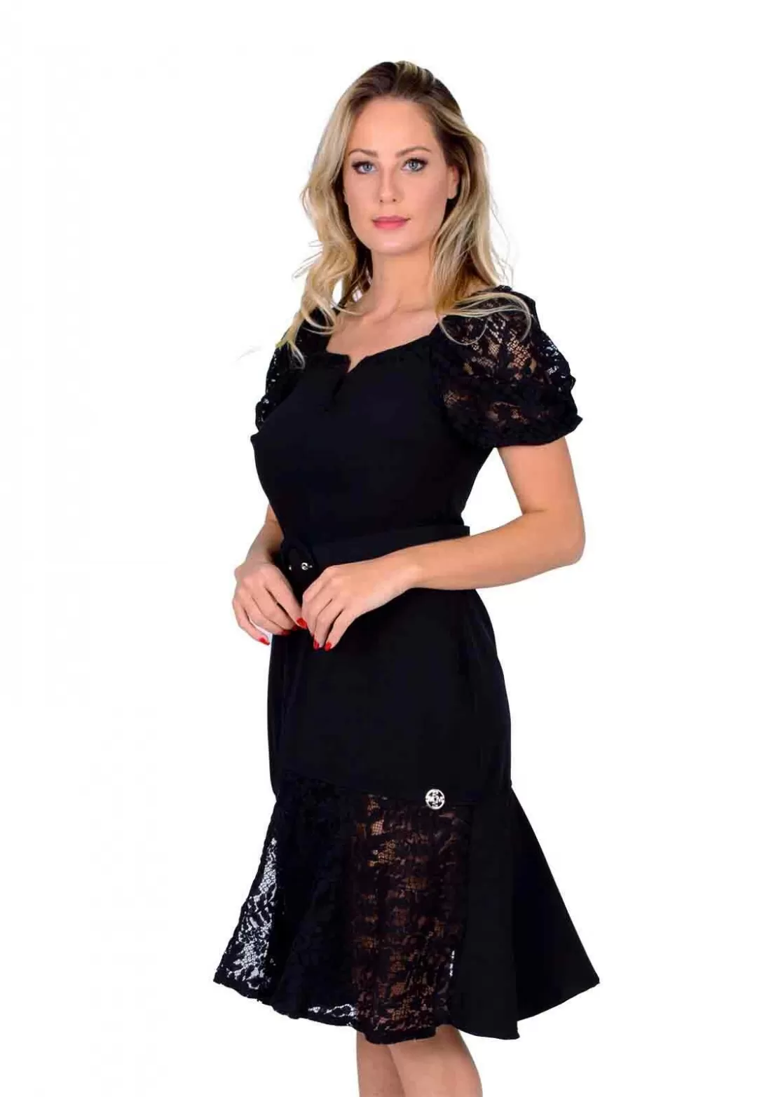 Miss Misses - Misses dress dress black peplum lace - 1000905