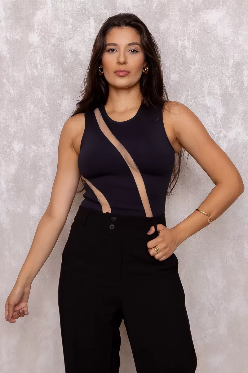 Limone - Body Limone with black tulle detail - 10012174 Limone - Body Limone with black tulle detail - 10012174