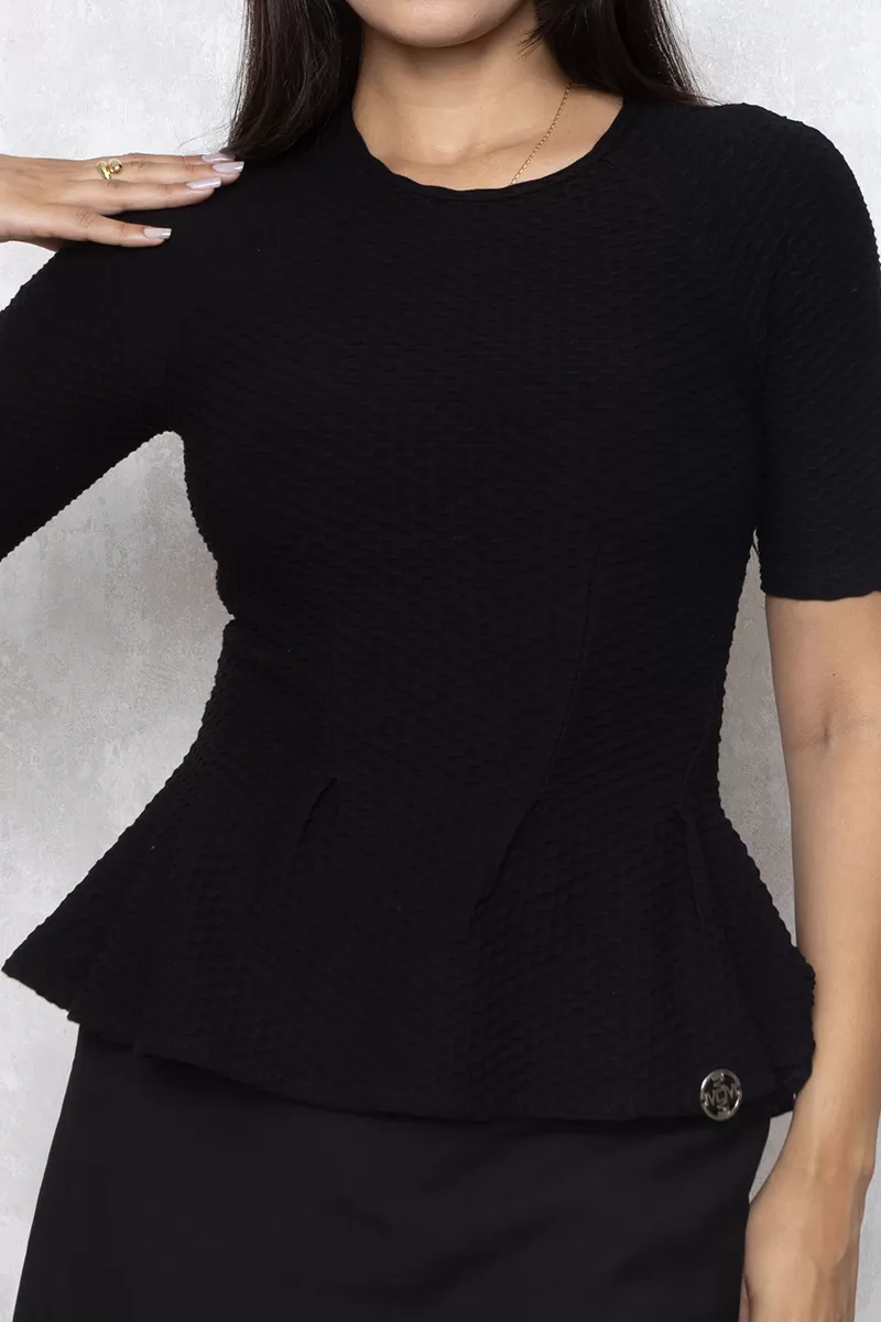 Miss Misses - Miss Misses short-sleeved shirt with black cutout - 10012224