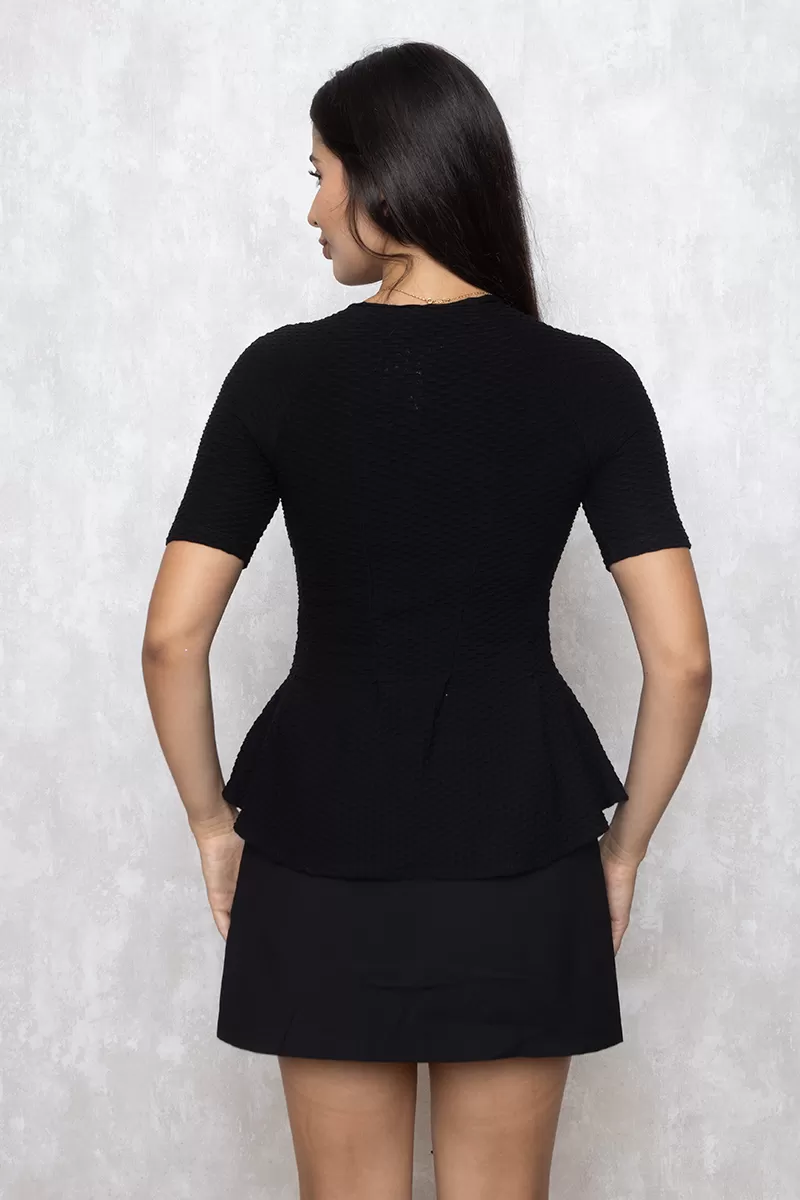 Miss Misses - Miss Misses short-sleeved shirt with black cutout - 10012224