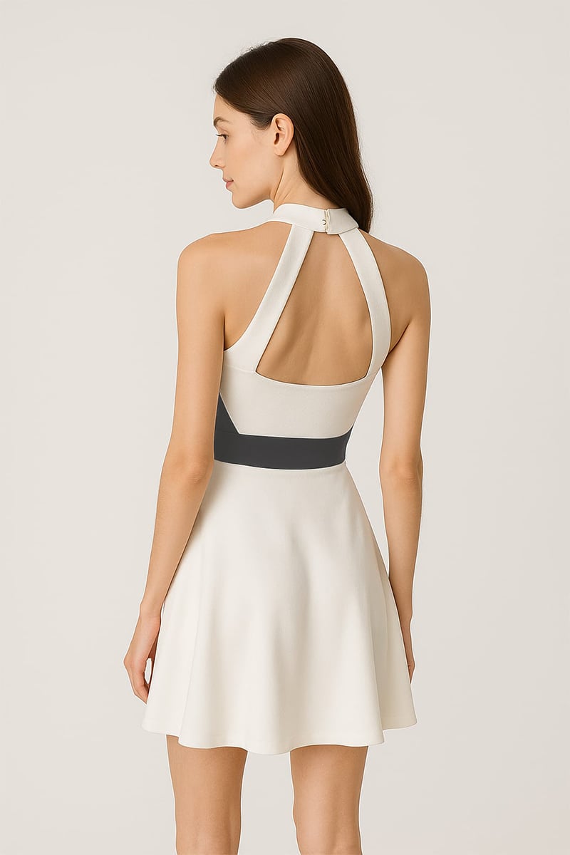 Miss Misses - Miss Misse Dress with Tulle Collar Off-white - 10012338 Miss Misses - Miss Misse Dress with Tulle Collar Off-white - 10012338