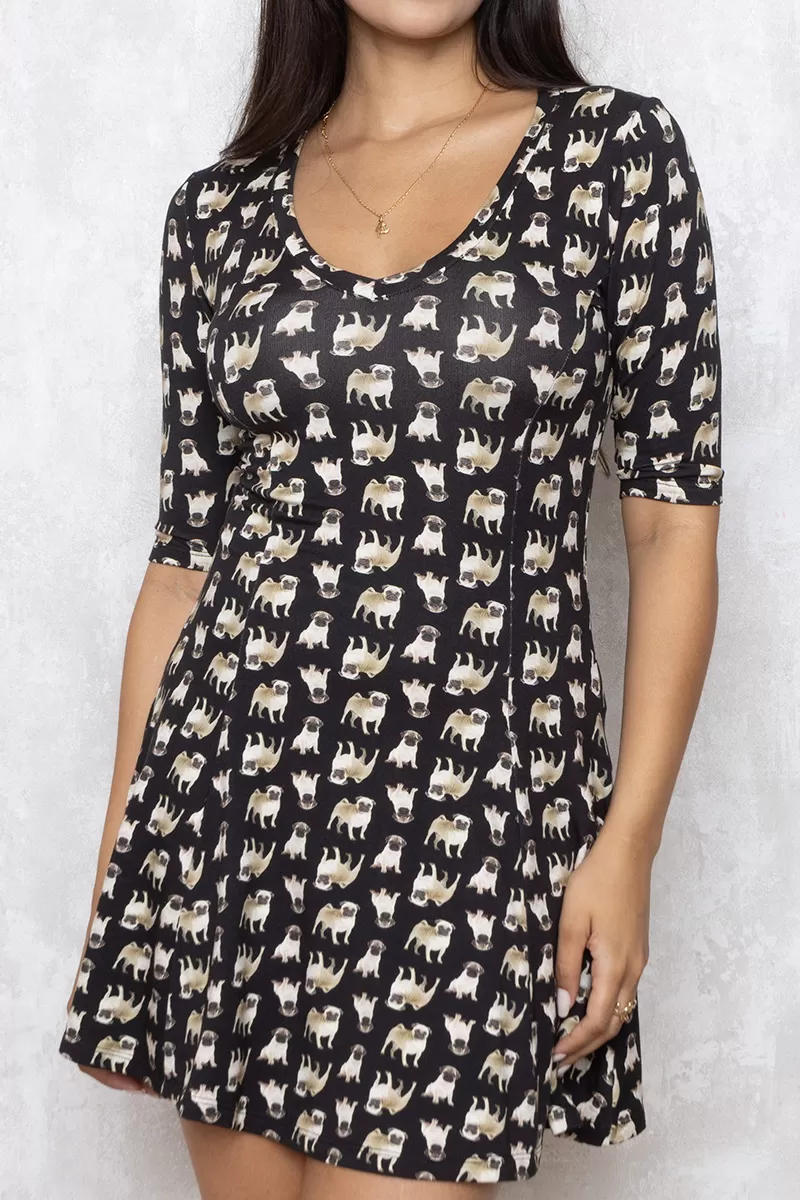  - Groovy Black Print Dress - 10007954