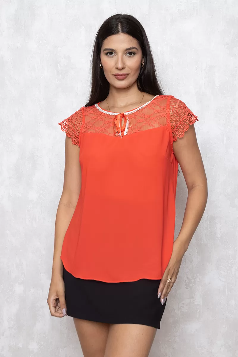 Karmani - Shirt Karmani Orange lace detail C0916 - 10008249 Karmani - Shirt Karmani Orange lace detail C0916 - 10008249