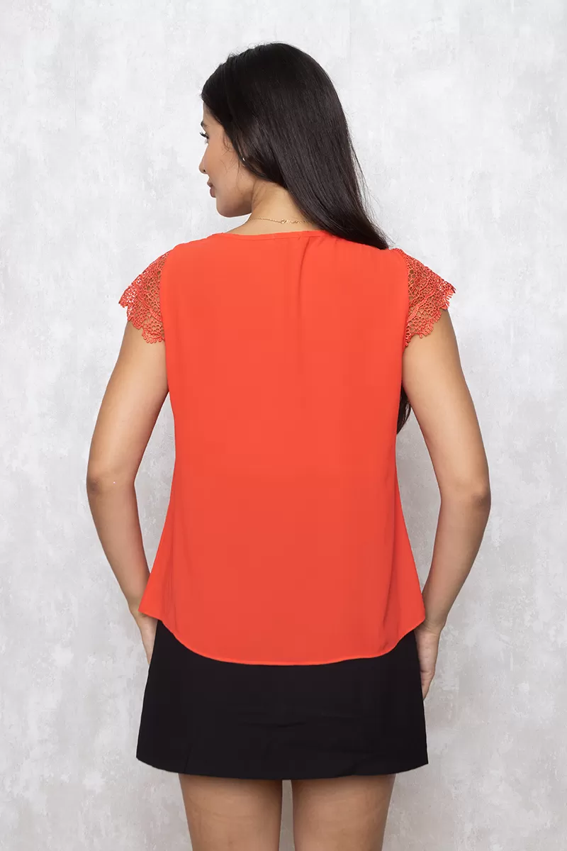 Karmani - Shirt Karmani Orange lace detail C0916 - 10008249 Karmani - Shirt Karmani Orange lace detail C0916 - 10008249