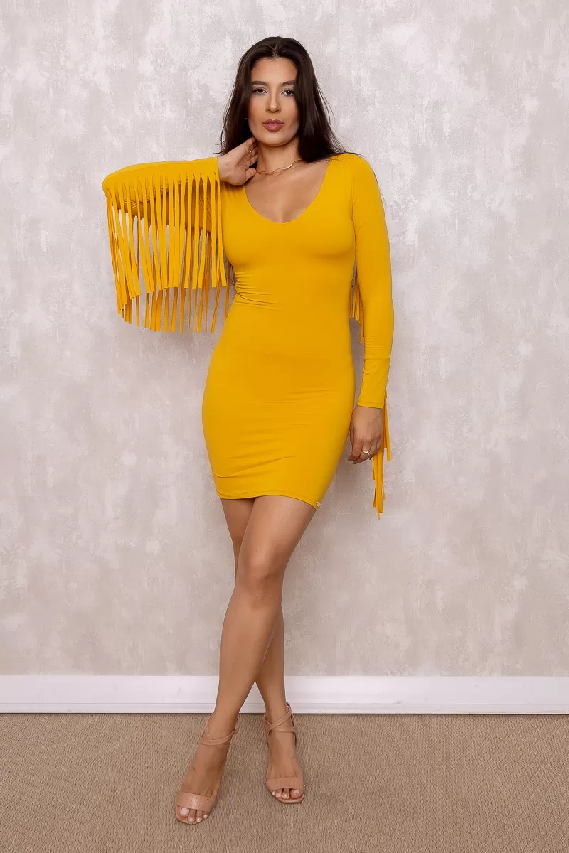 Limone - Dress Limone with Yellow Fringe - 10012330