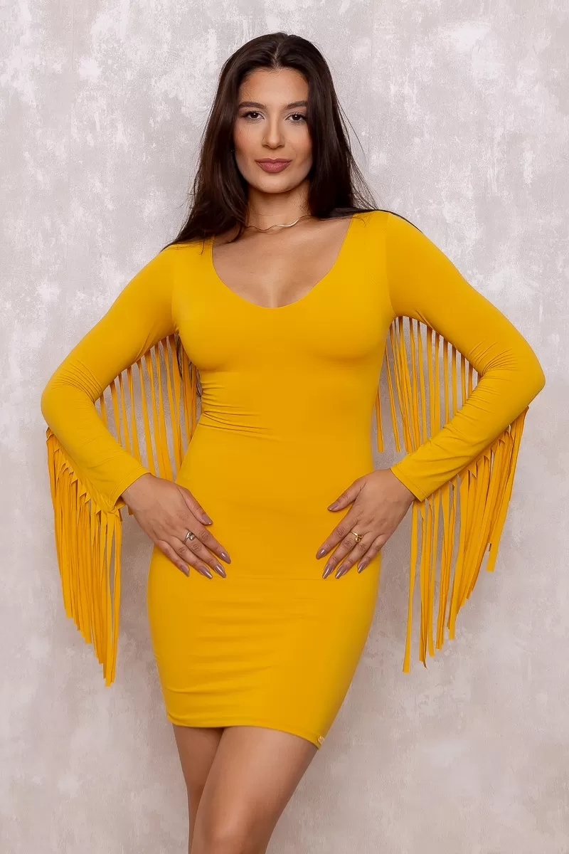 Limone - Dress Limone with Yellow Fringe - 10012330