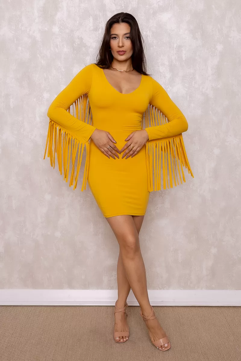 Limone - Dress Limone with Yellow Fringe - 10012330