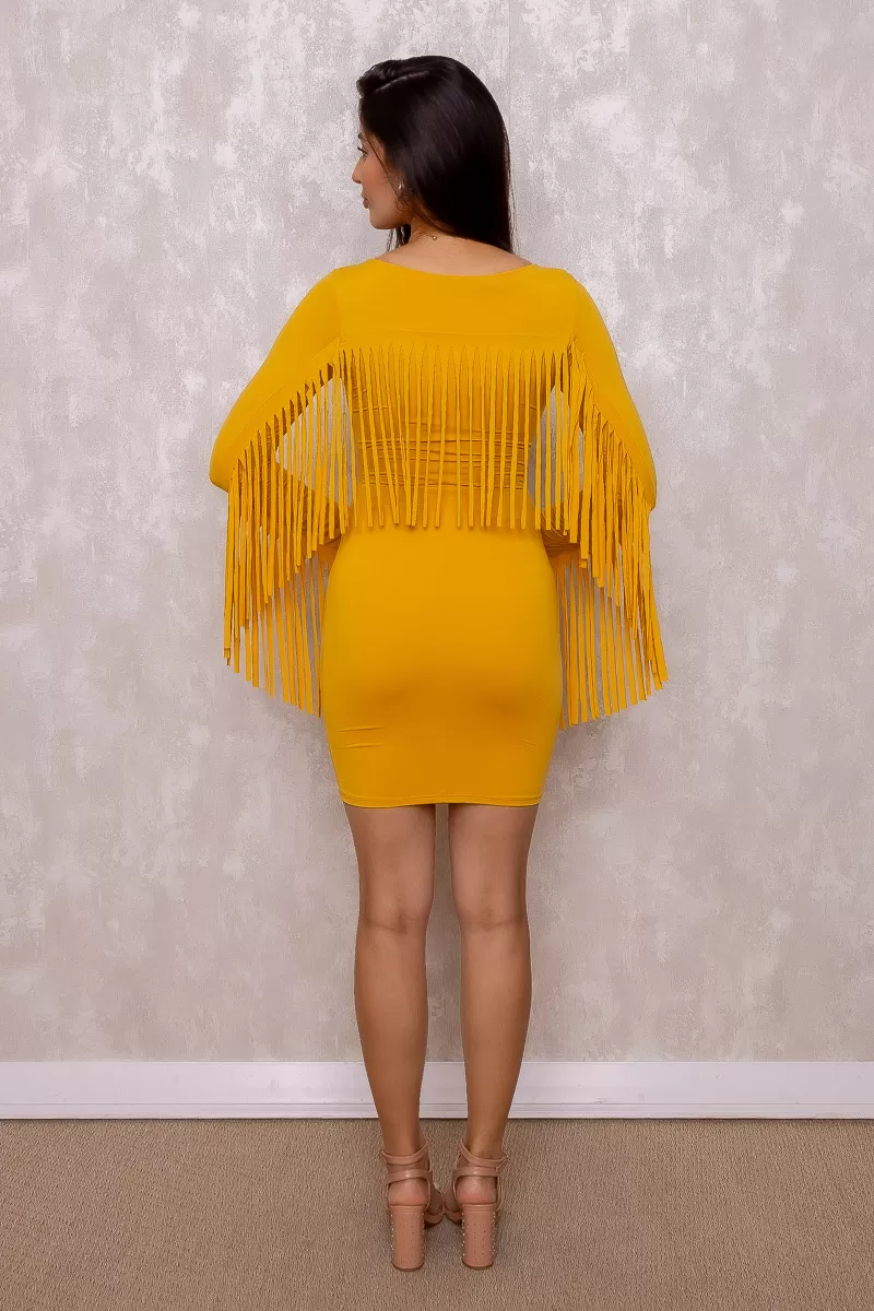 Limone - Dress Limone with Yellow Fringe - 10012330