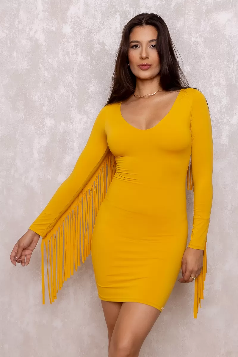 Limone - Dress Limone with Yellow Fringe - 10012330