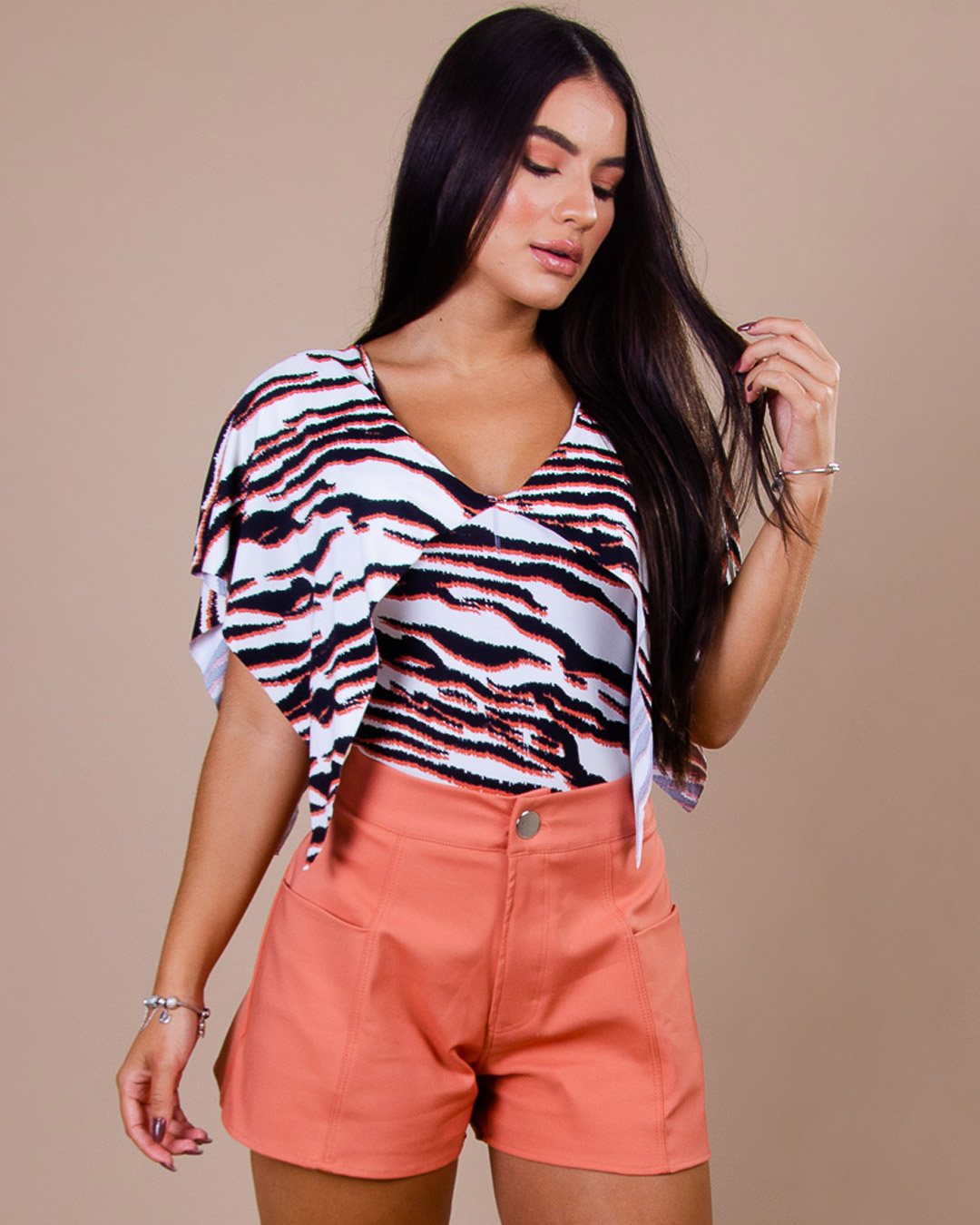 Miss Misses - Short Misses Godê with Beige Pockets - 80328215 Miss Misses - Short Misses Godê with Beige Pockets - 80328215