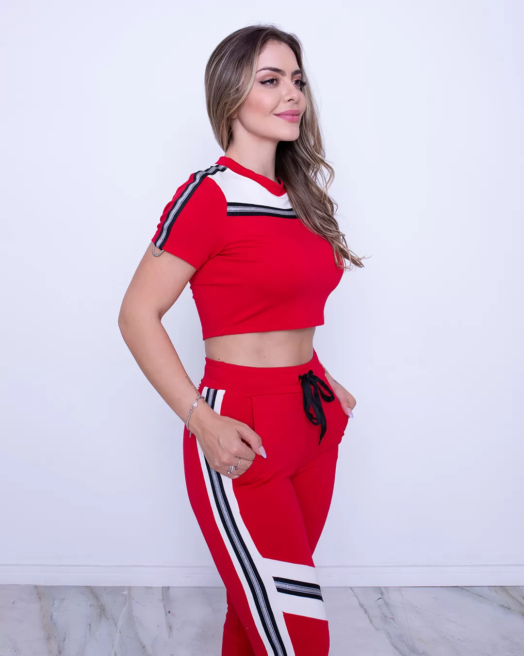 Miss Misses - Conjunto Miss Misses Cropped e Calça Vermelho - 10007177