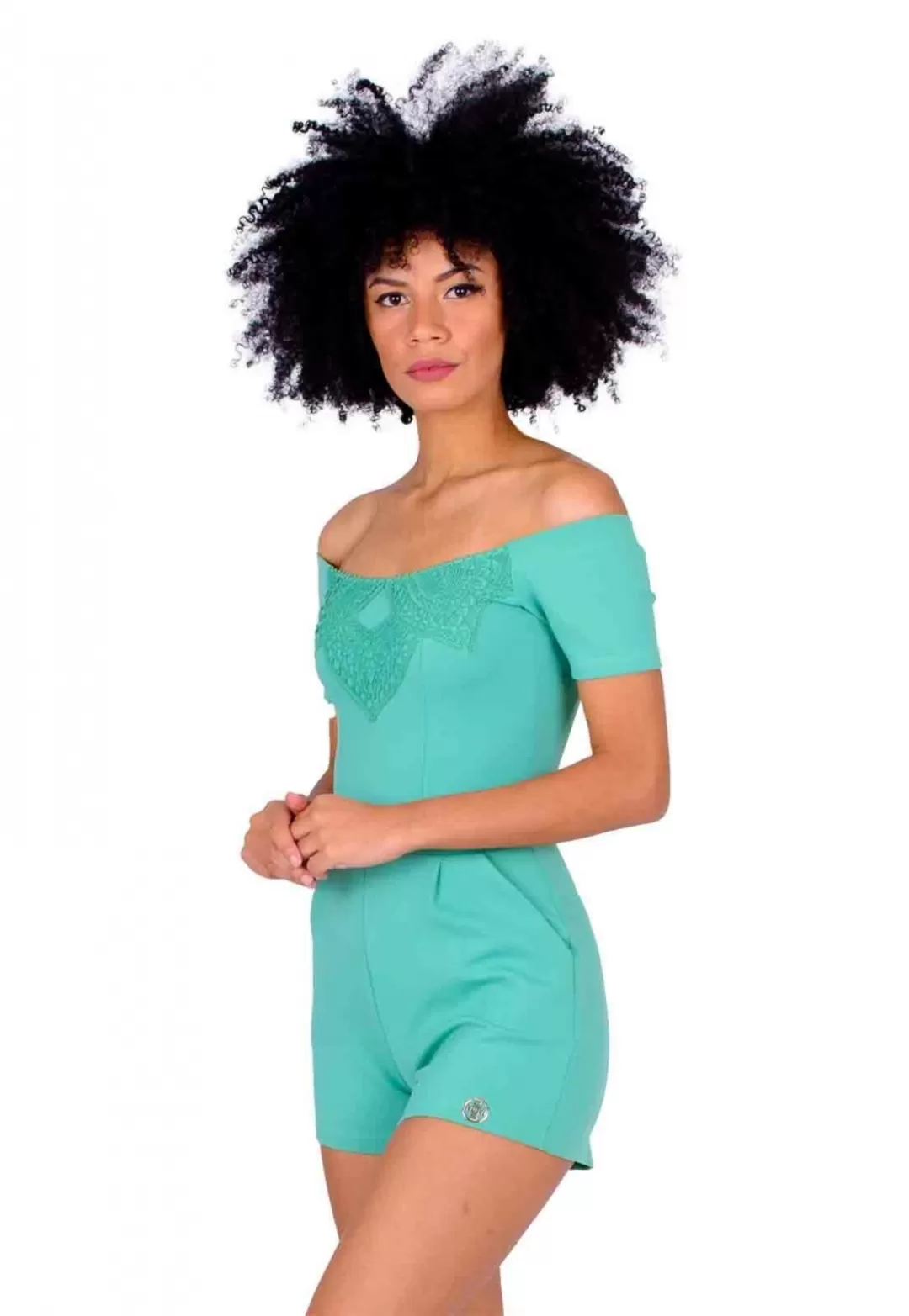 Miss Misses - Romper Miss Misses Shoulder to Shoulder with Green Guipure - 90005023 Miss Misses - Romper Miss Misses Shoulder to Shoulder with Green Guipure - 90005023