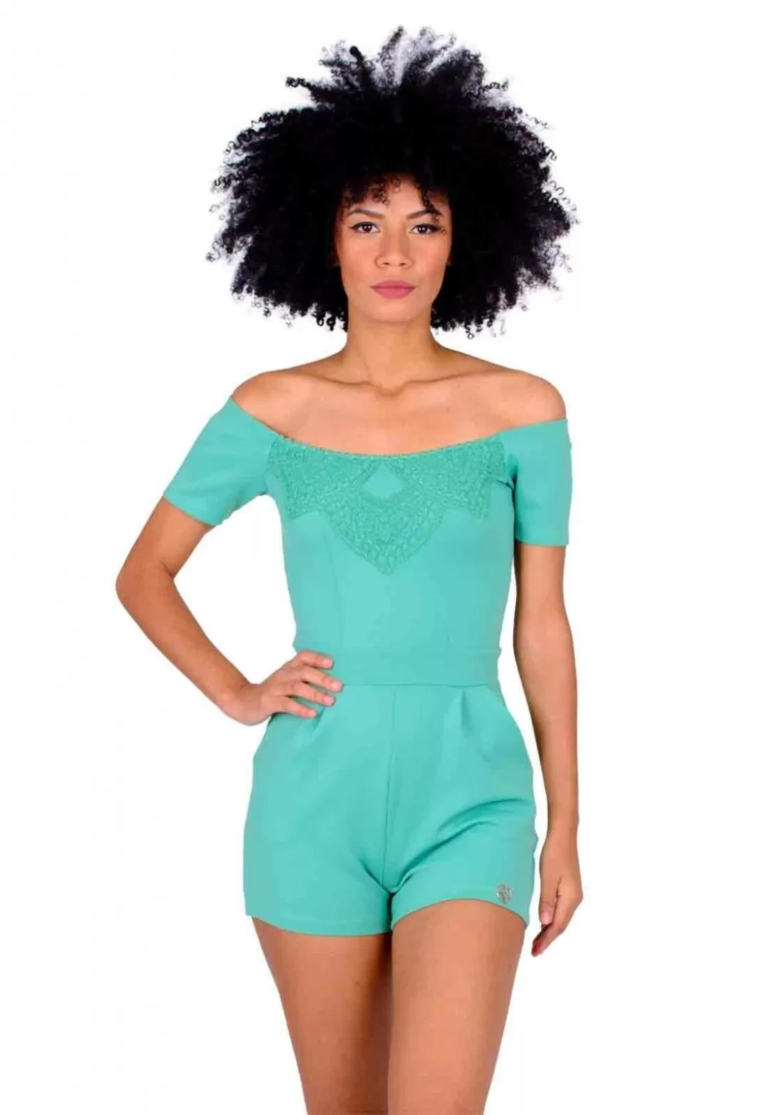 Miss Misses - Romper Miss Misses Shoulder to Shoulder with Green Guipure - 90005023 Miss Misses - Romper Miss Misses Shoulder to Shoulder with Green Guipure - 90005023