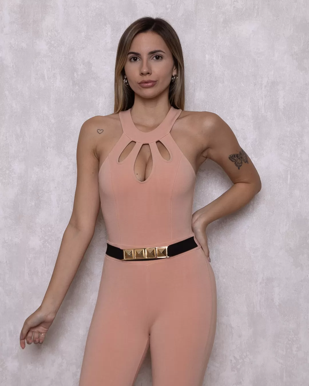 Miss Misses - Jumpsuit Miss Misses High Collar Pink Buckle - 10003910