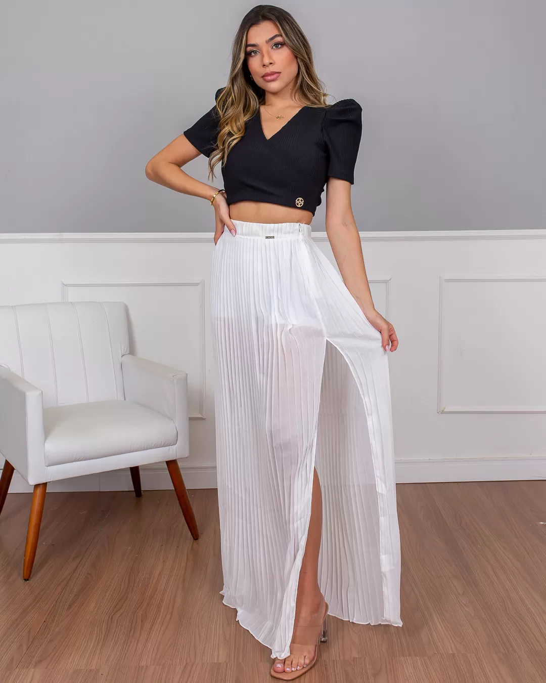 Limone - Skirt Limone Long Pleated Offwhite 01-820 - 10003415 Limone - Skirt Limone Long Pleated Offwhite 01-820 - 10003415