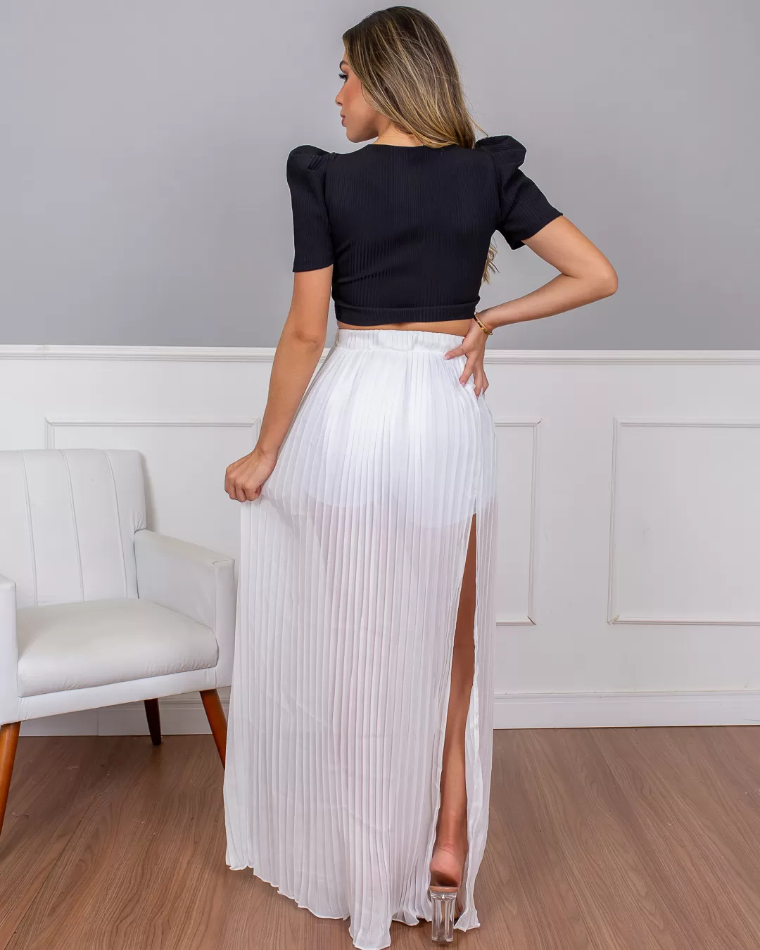 Limone - Skirt Limone Long Pleated Offwhite 01-820 - 10003415 Limone - Skirt Limone Long Pleated Offwhite 01-820 - 10003415