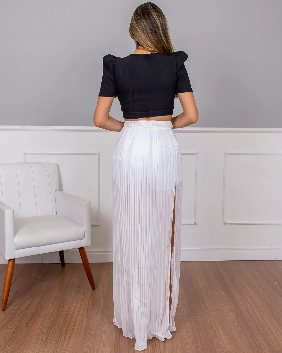 Limone - Skirt Limone Long Pleated Offwhite 01-820 - 10003415 Limone - Skirt Limone Long Pleated Offwhite 01-820 - 10003415