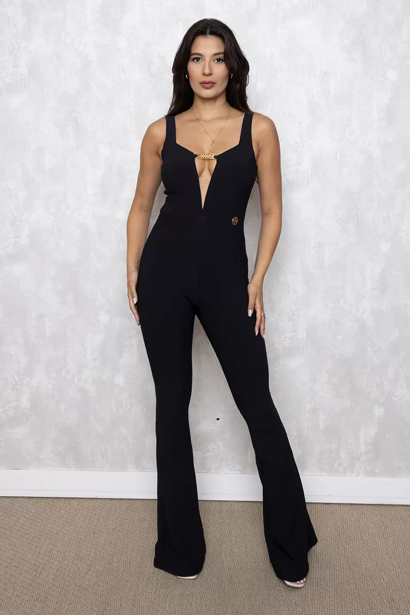 Miss Misses - Jumpsuit Miss Misses Low-cut Black Flare - 10004134