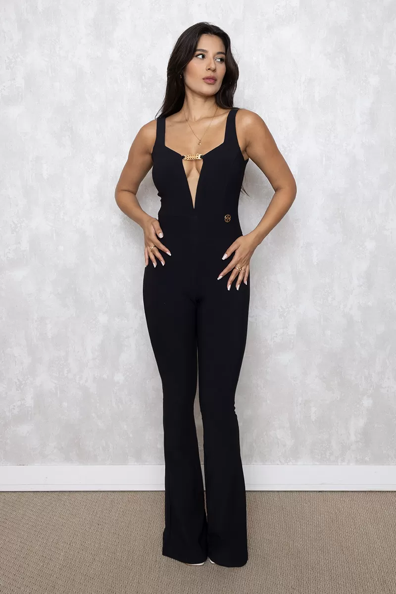 Miss Misses - Jumpsuit Miss Misses Low-cut Black Flare - 10004134