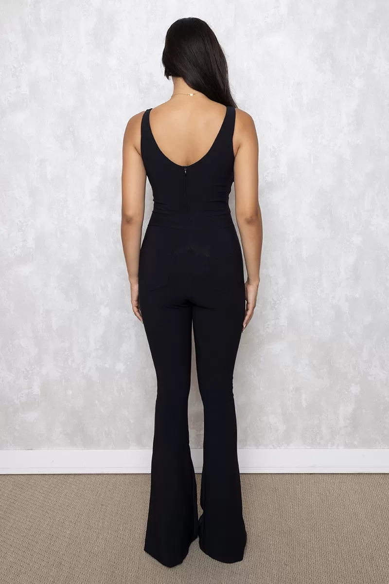 Miss Misses - Jumpsuit Miss Misses Low-cut Black Flare - 10004134