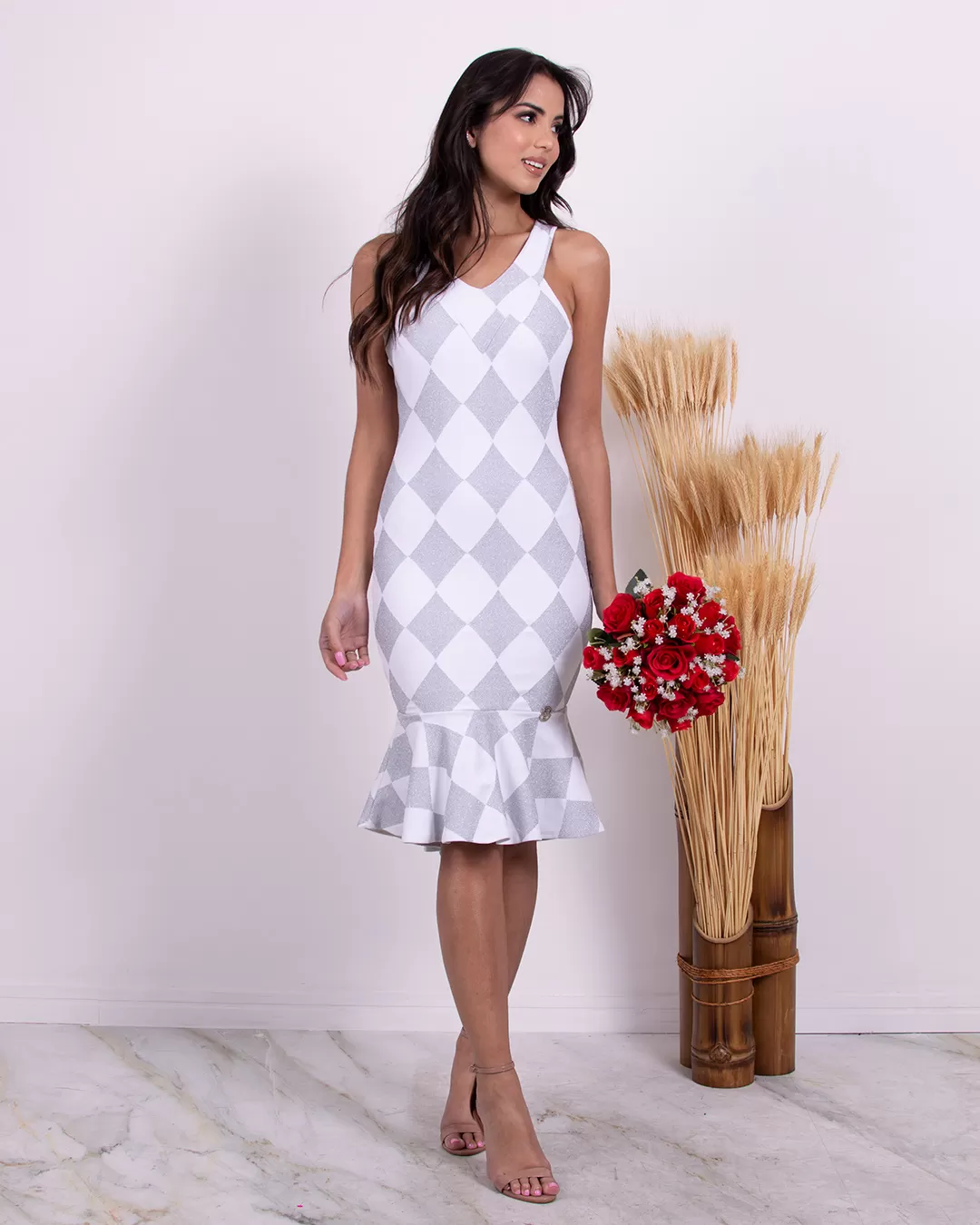 Miss Misses - Dress Miss Misses White Silver Crossed Tube - 10006147 Miss Misses - Dress Miss Misses White Silver Crossed Tube - 10006147