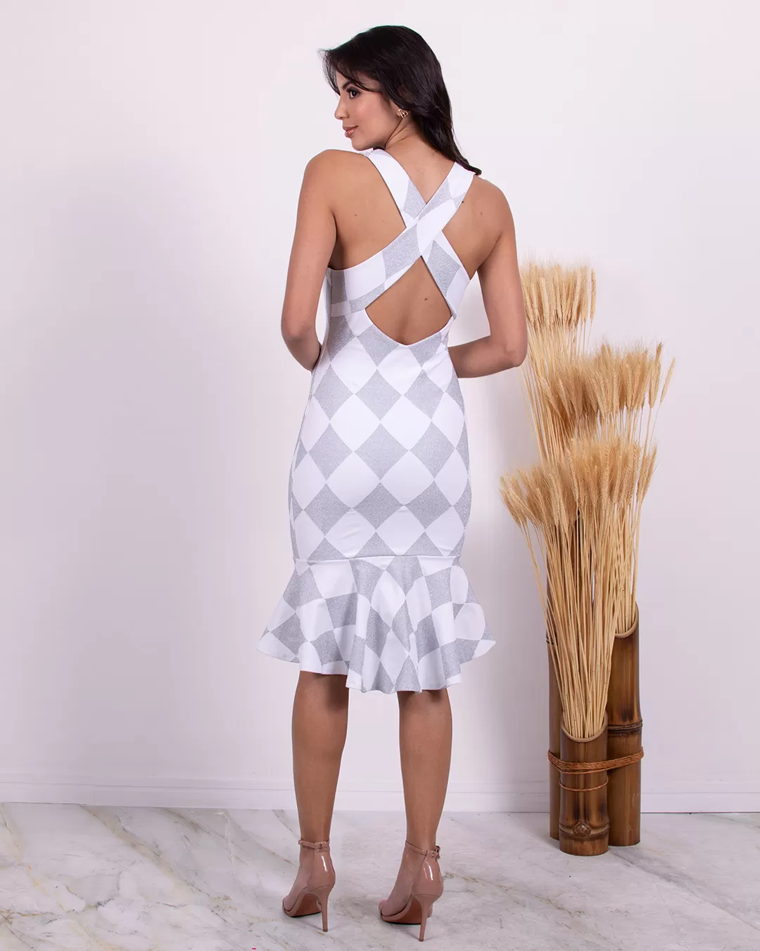 Miss Misses - Dress Miss Misses White Silver Crossed Tube - 10006147 Miss Misses - Dress Miss Misses White Silver Crossed Tube - 10006147