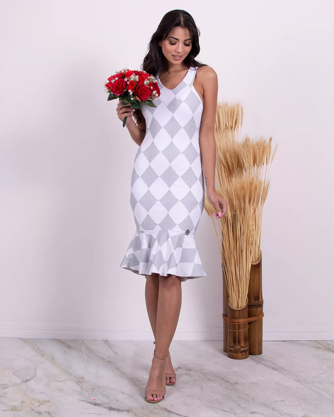 Miss Misses - Dress Miss Misses White Silver Crossed Tube - 10006147 Miss Misses - Dress Miss Misses White Silver Crossed Tube - 10006147