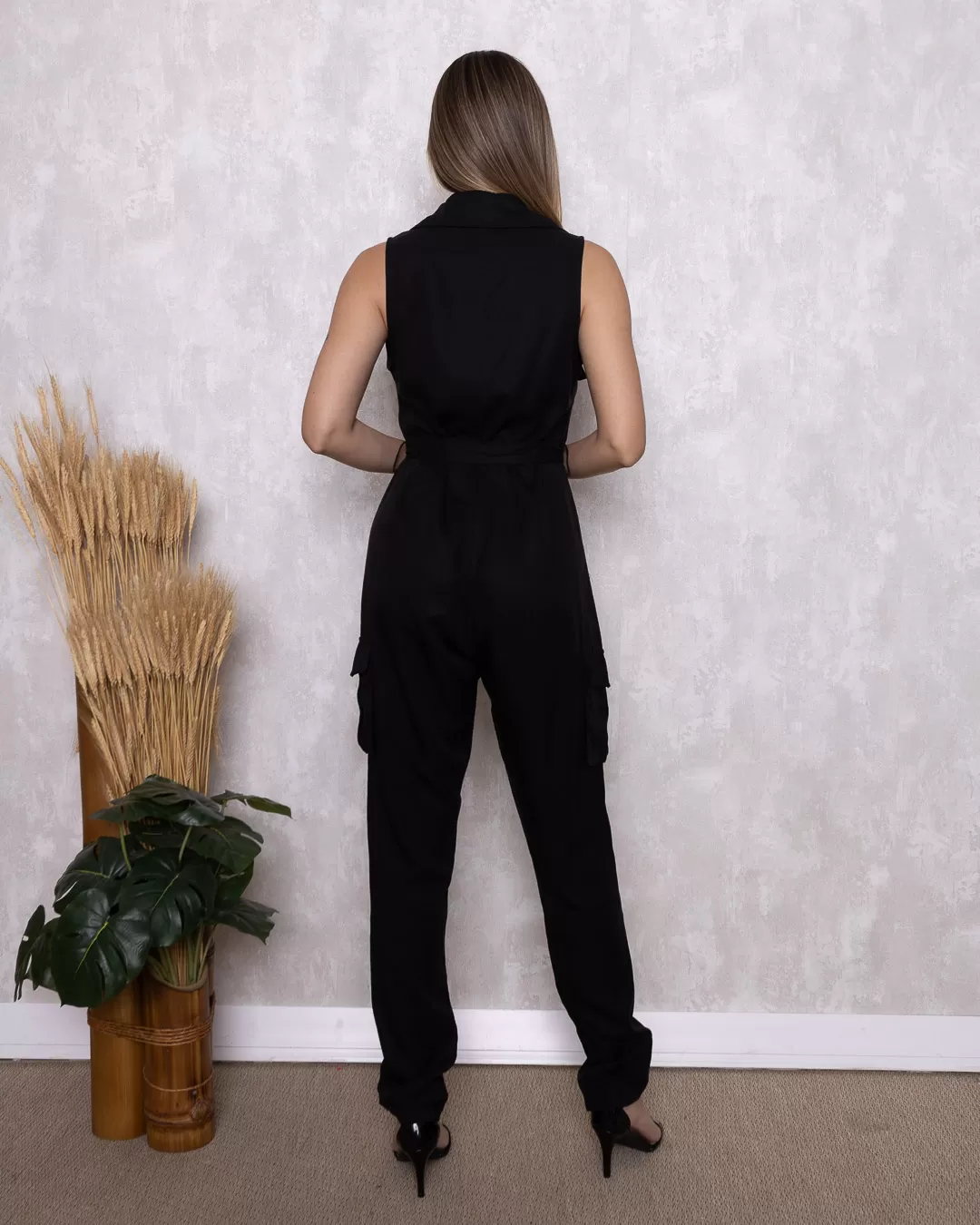 Limone - Limone Jumpsuit with Black Pocket - 10007212 Limone - Limone Jumpsuit with Black Pocket - 10007212