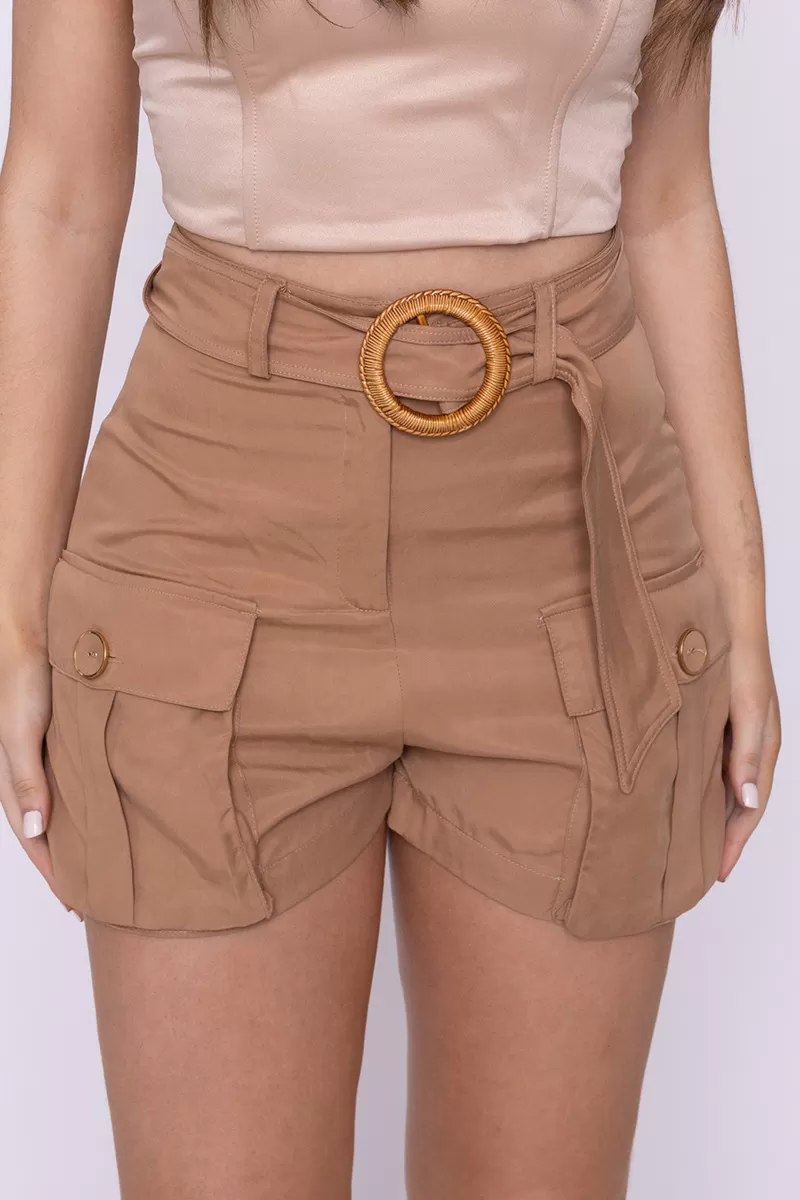 Limone - Limone Shorts with Brown Belt - 10010127 Limone - Limone Shorts with Brown Belt - 10010127