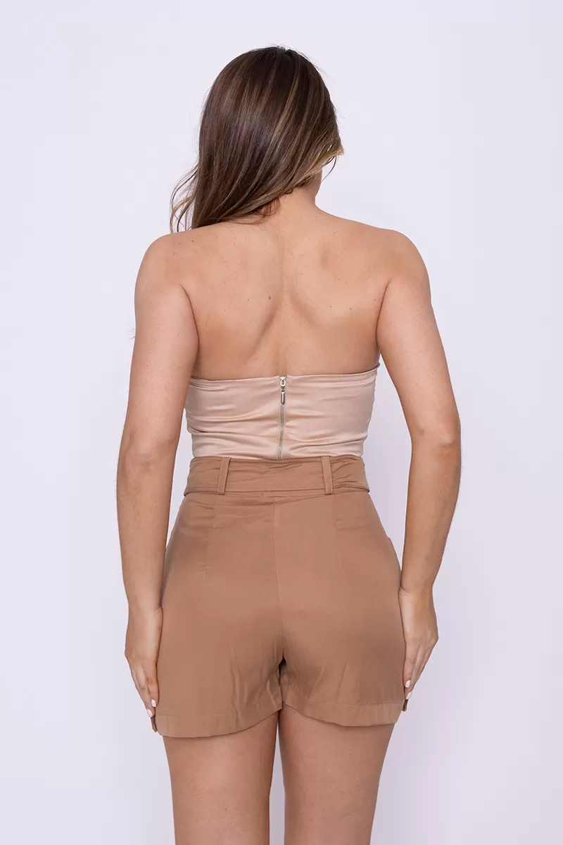 Limone - Limone Shorts with Brown Belt - 10010127 Limone - Limone Shorts with Brown Belt - 10010127