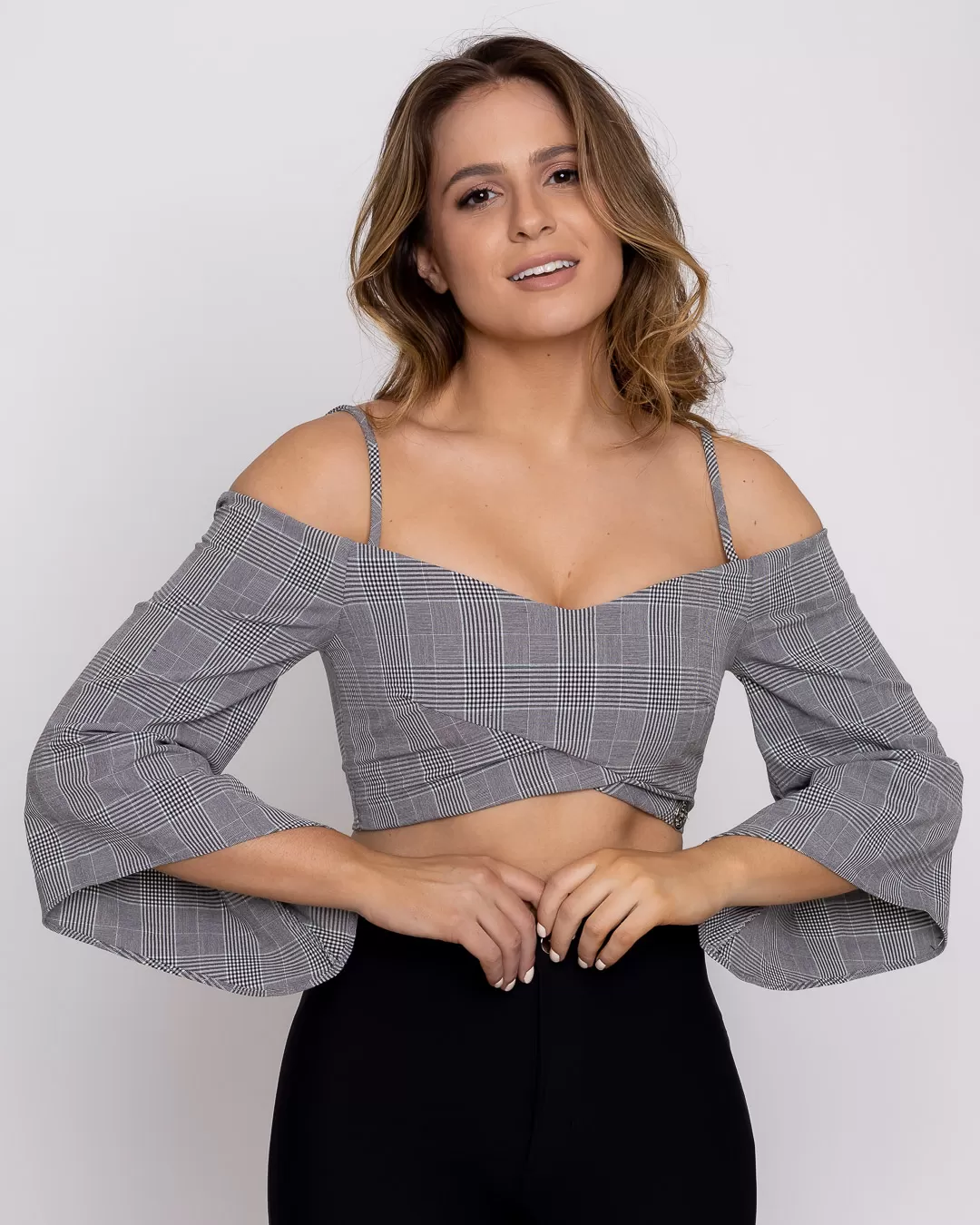 Miss Misses - Cropped Miss Misses Sleeve Bell Yellow Chess 20018 - 10010614 Miss Misses - Cropped Miss Misses Sleeve Bell Yellow Chess 20018 - 10010614