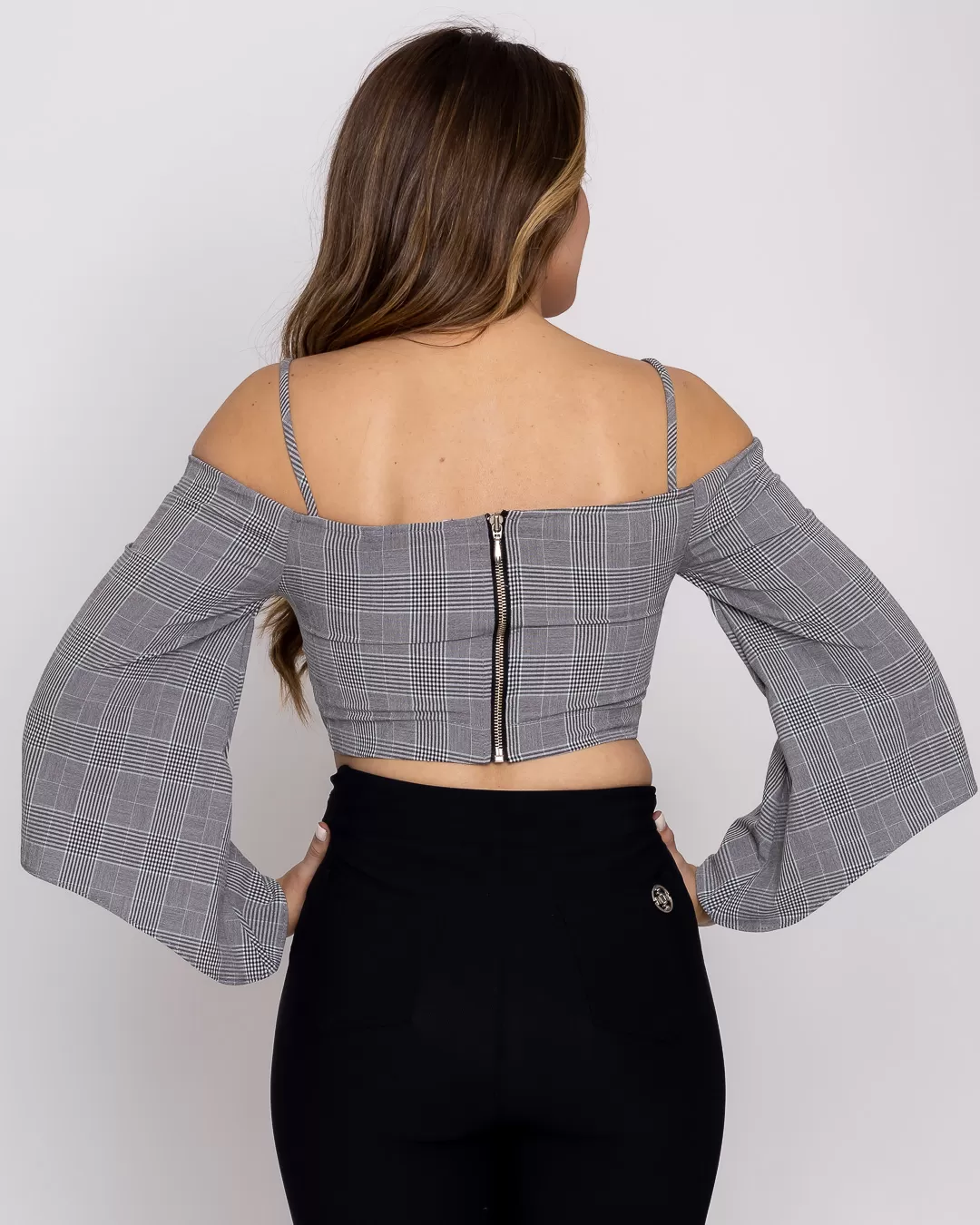 Miss Misses - Cropped Miss Misses Sleeve Bell Yellow Chess 20018 - 10010614 Miss Misses - Cropped Miss Misses Sleeve Bell Yellow Chess 20018 - 10010614