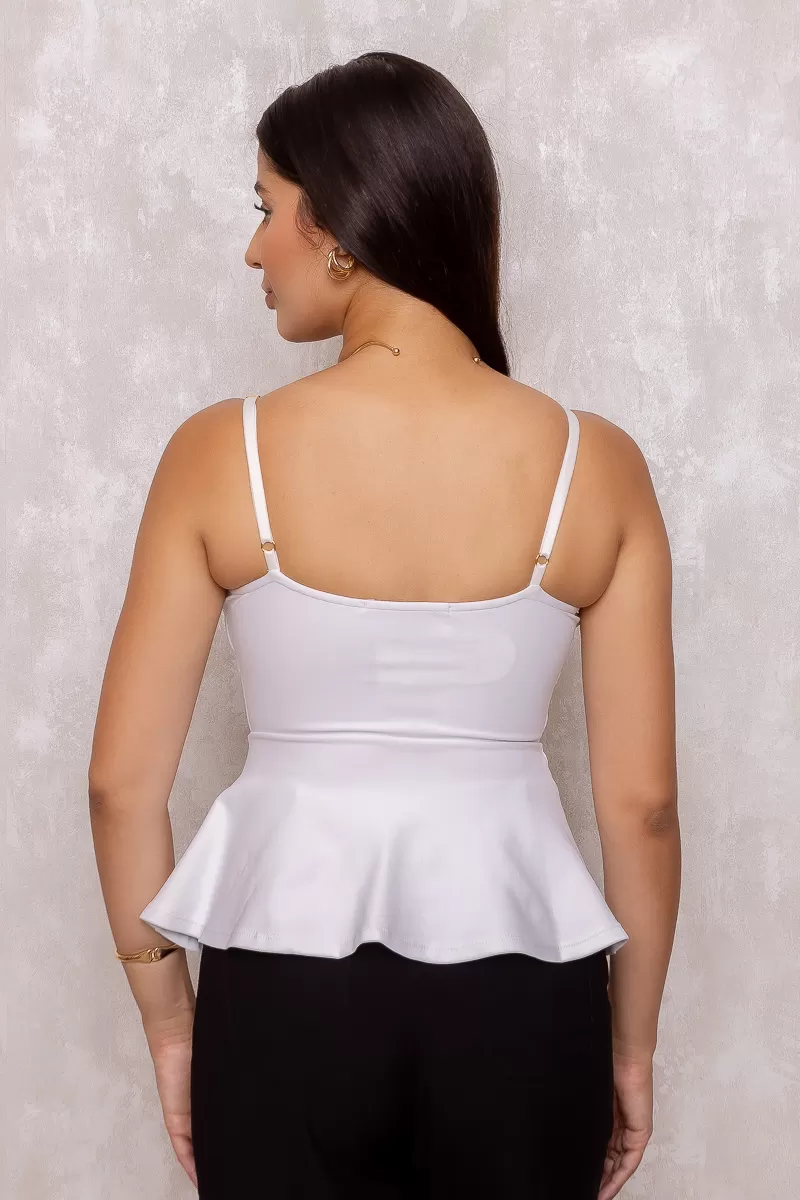 Miss Misses - Blusa Miss Misses Decote Arco Peplum Branco - 10010570