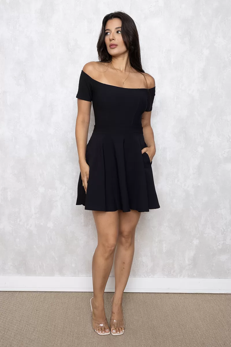 Miss Misses - Misses Black Shoulder-to-Shoulder Dress - 10011305 Miss Misses - Misses Black Shoulder-to-Shoulder Dress - 10011305