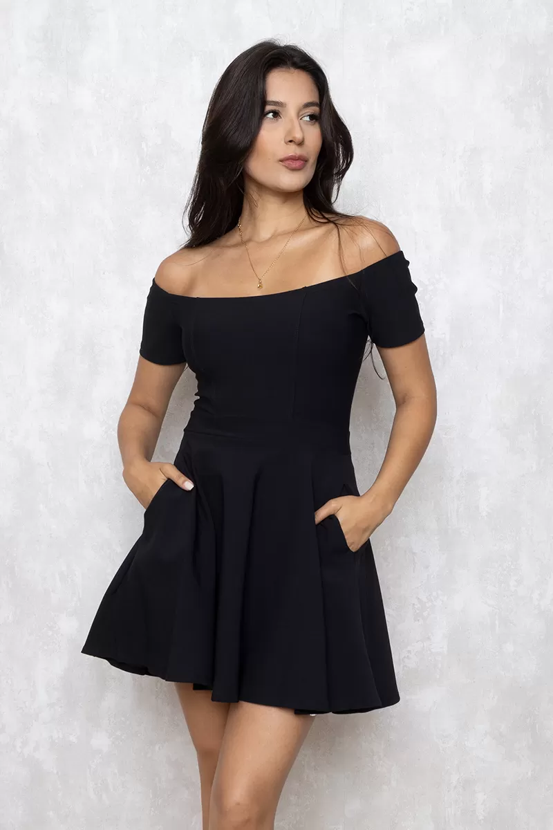 Miss Misses - Misses Black Shoulder-to-Shoulder Dress - 10011305