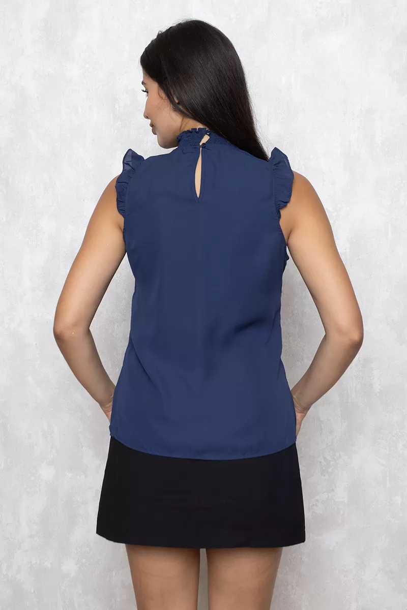 Unique Chic - Shirt Unique Chic crepe frill BLUE - 10011709 Unique Chic - Shirt Unique Chic crepe frill BLUE - 10011709