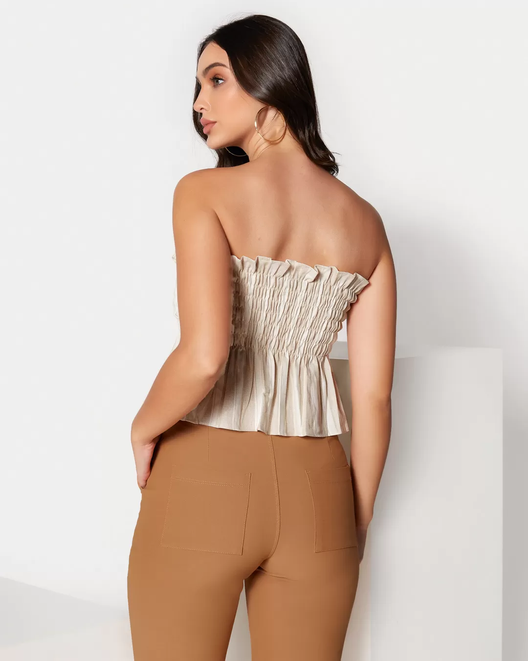 Miss Misses - Cropped Miss Misses Hopefully It Falls Striped Beige - 18492226 Miss Misses - Cropped Miss Misses Hopefully It Falls Striped Beige - 18492226