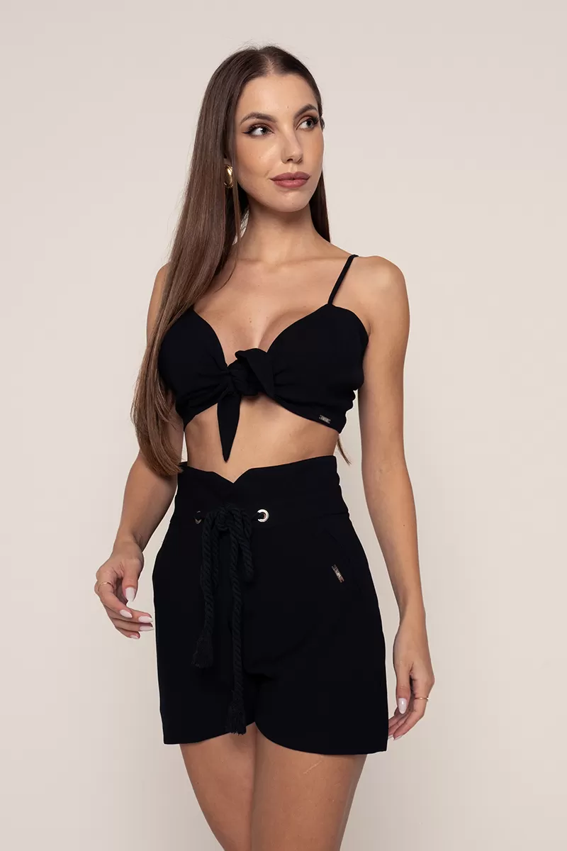 Limone - Fitness Set Top and Pants Limone cropped and shorts Black 08-137 - 08-137PRETO