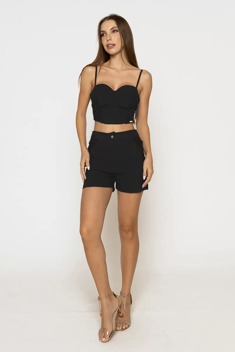 Limone - Fitness Set Top and Pants Limone cropped and shorts Black 08-099 - 10007081 Limone - Fitness Set Top and Pants Limone cropped and shorts Black 08-099 - 10007081
