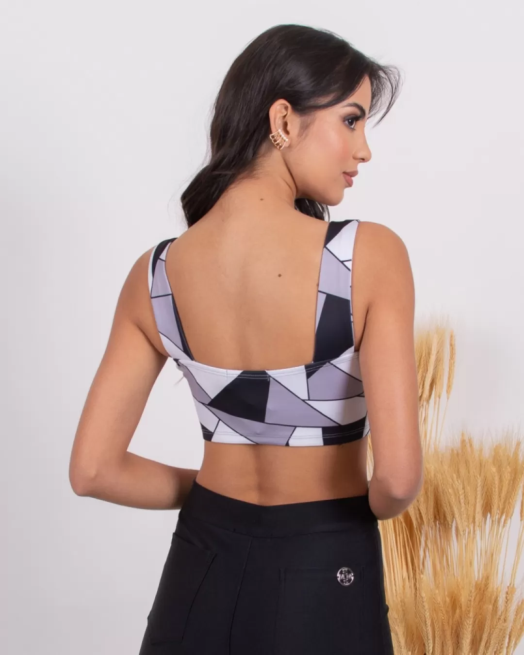 Limone - Cropped Limone Tank Top Black and Gray 08-044 - 10009334 Limone - Cropped Limone Tank Top Black and Gray 08-044 - 10009334