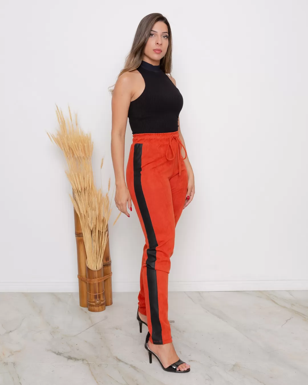 Limone - Limone Pants Orange Leather Detail - 10006413 Limone - Limone Pants Orange Leather Detail - 10006413