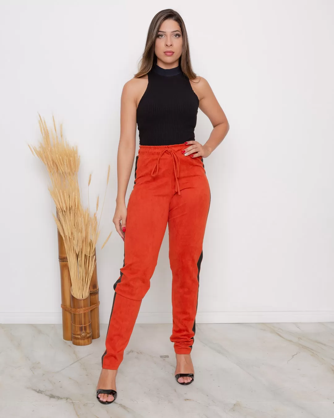Limone - Limone Pants Orange Leather Detail - 10006413 Limone - Limone Pants Orange Leather Detail - 10006413